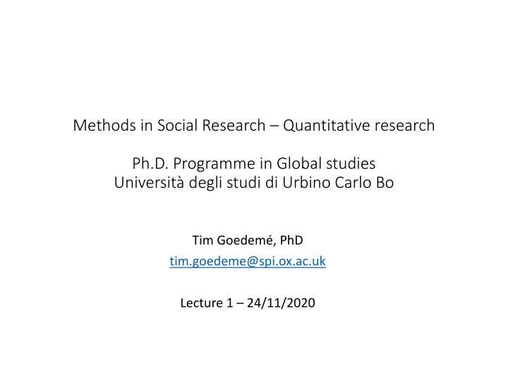 methods in social research quantitative research