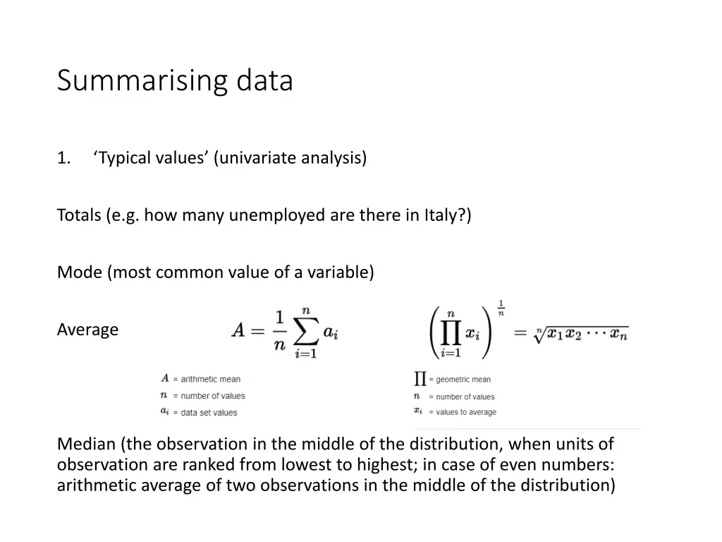 summarising data 1