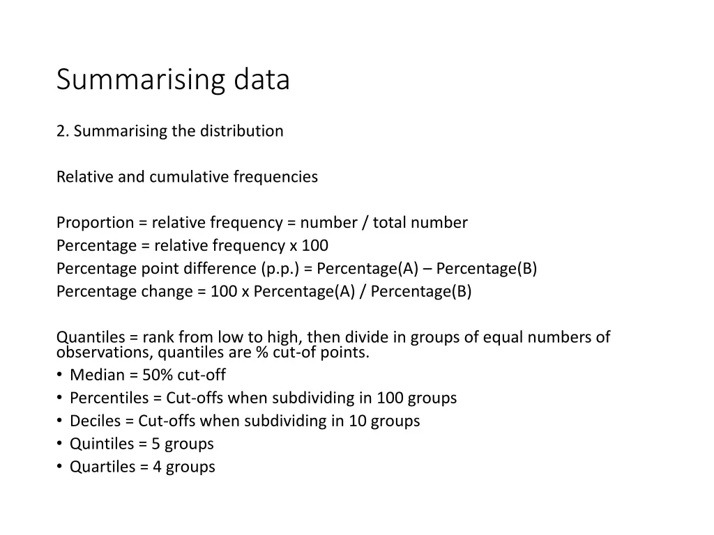 summarising data 3