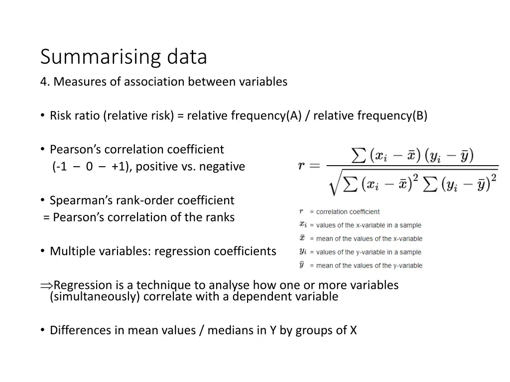 summarising data 4 measures of association