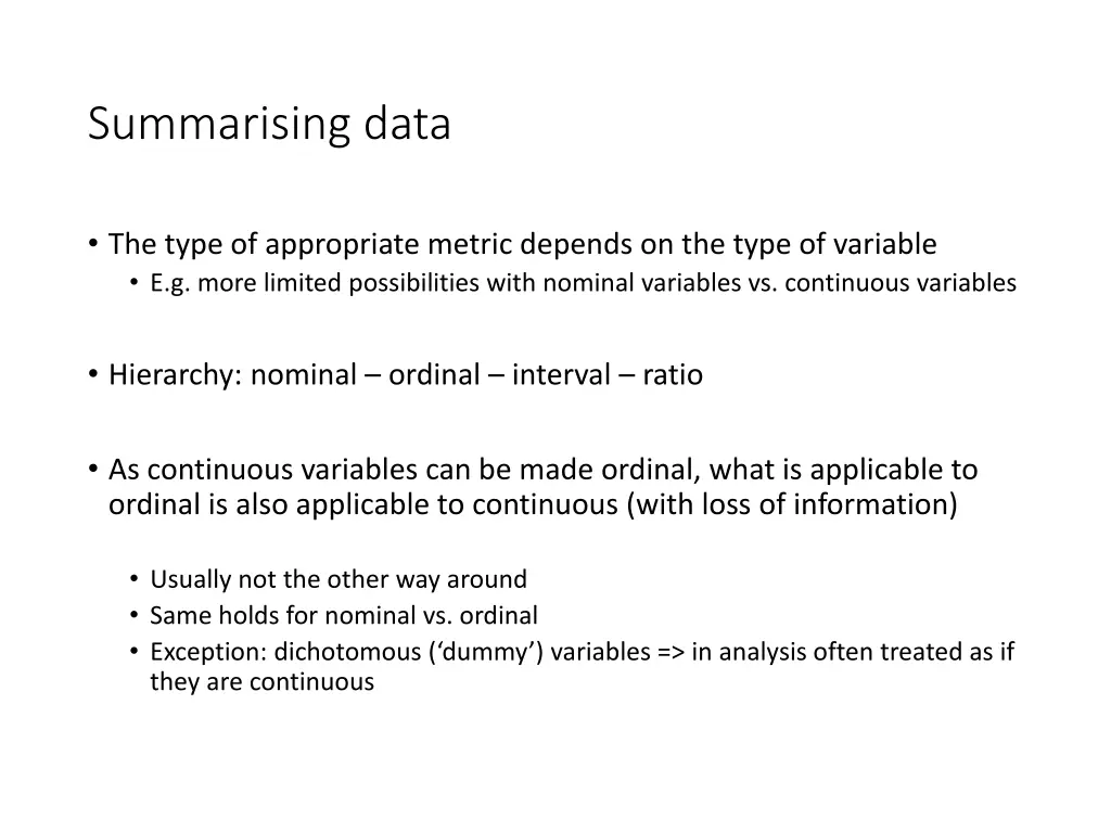 summarising data