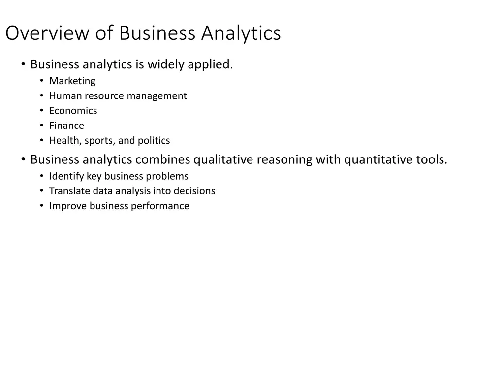 overview of business analytics 1