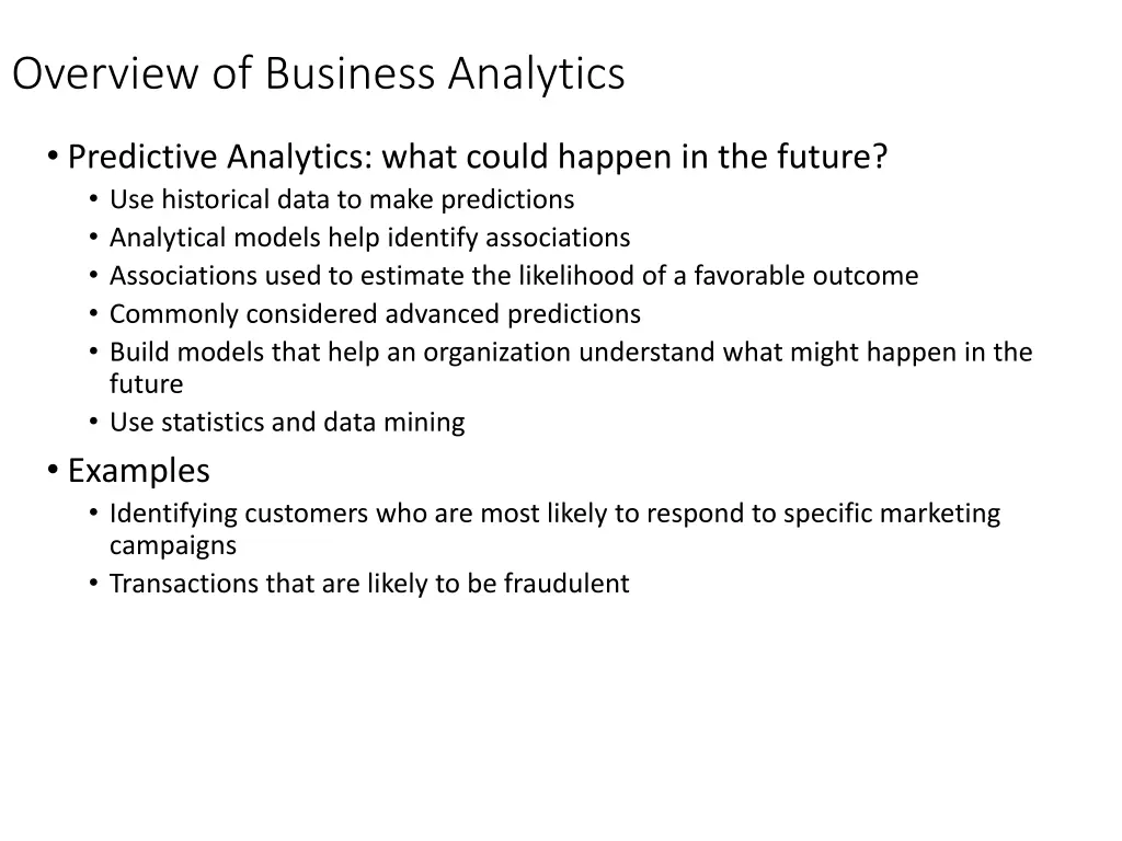 overview of business analytics 2