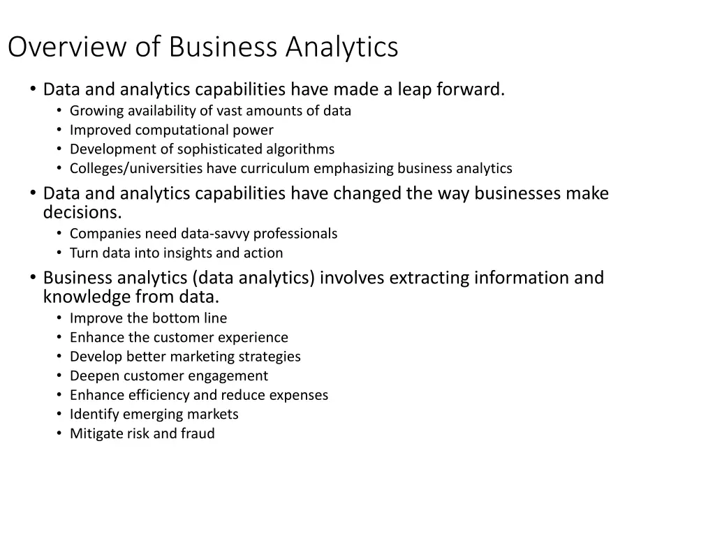 overview of business analytics