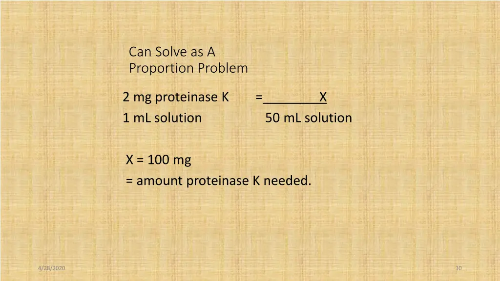 can solve as a proportion problem