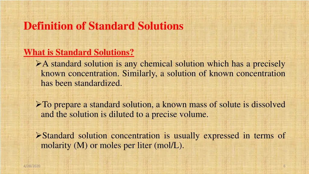 definition of standard solutions