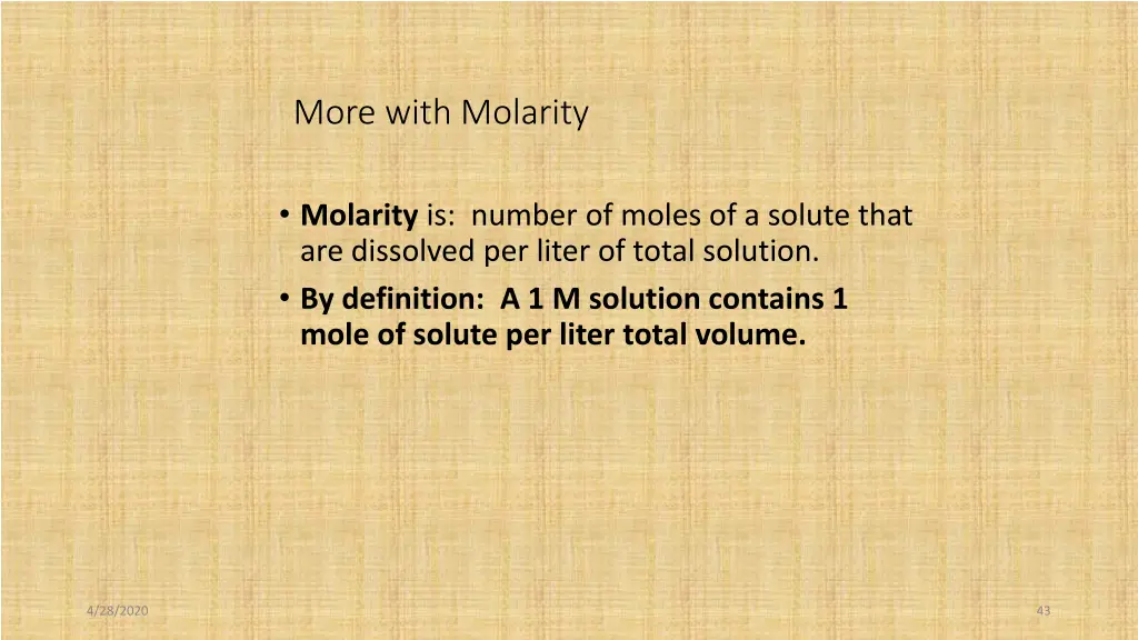 more with molarity