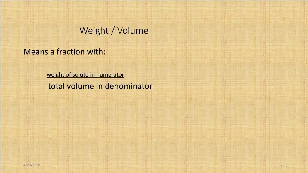 weight volume