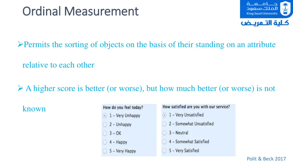 ordinal ordinal measurement measurement