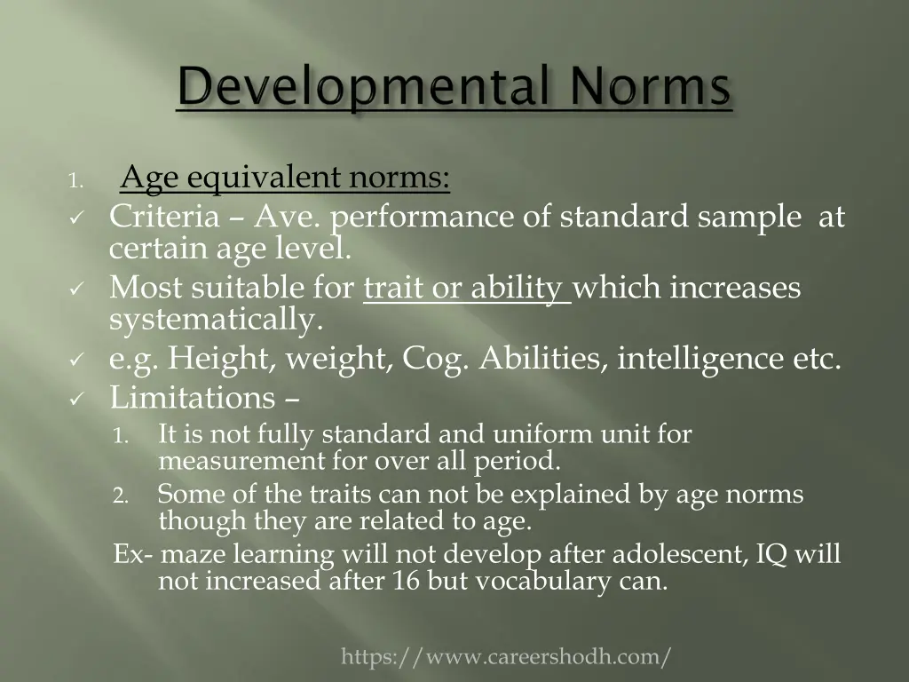 age equivalent norms