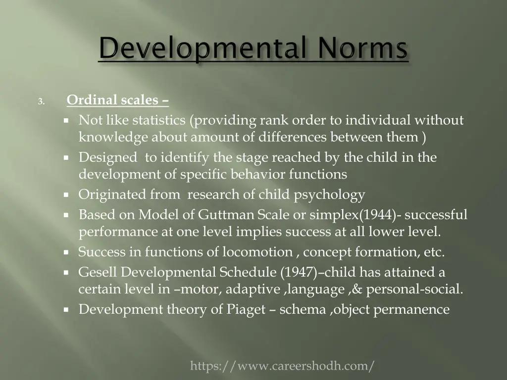 ordinal scales not like statistics providing rank