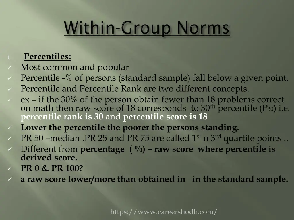 percentiles most common and popular percentile