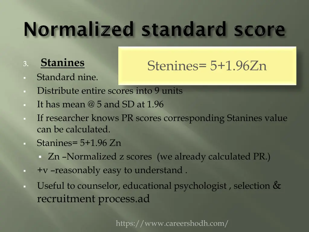 stanines standard nine distribute entire scores