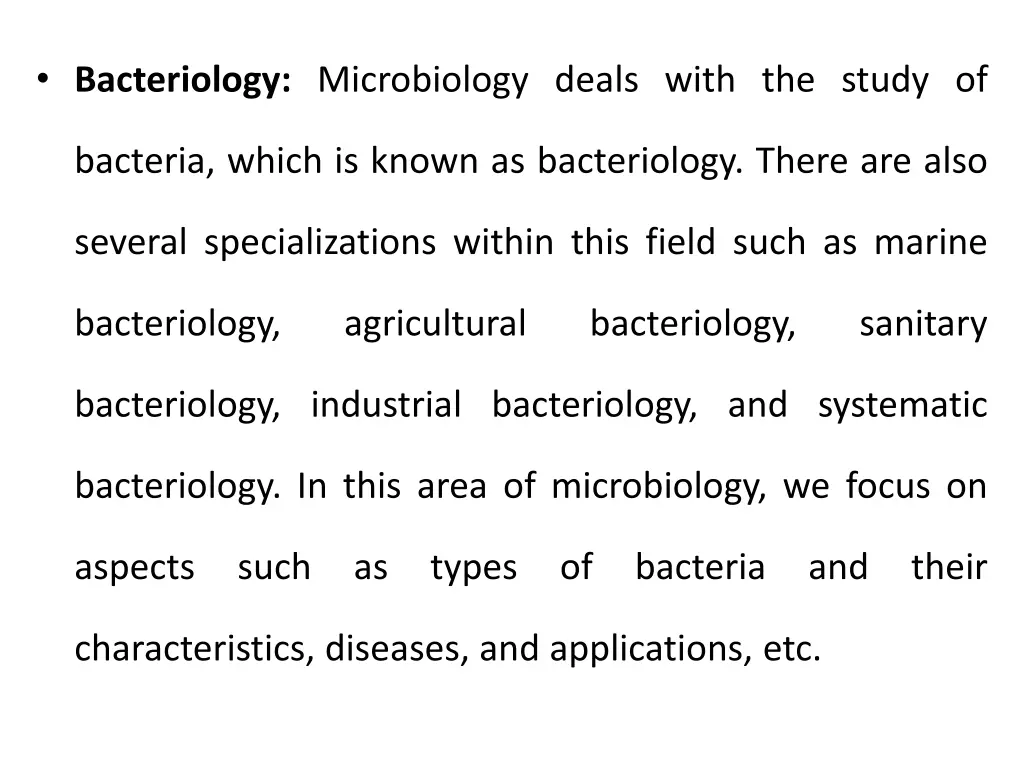 bacteriology microbiology deals with the study of