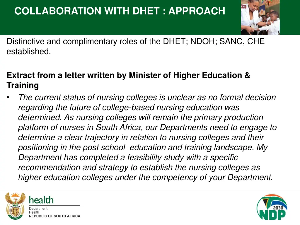 collaboration with dhet approach