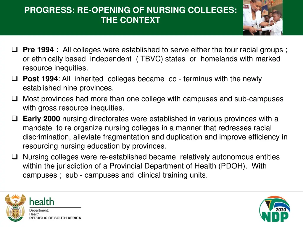 progress re opening of nursing colleges