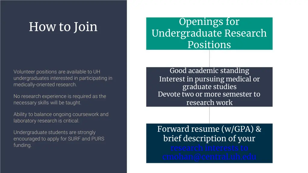 openings for undergraduate research positions