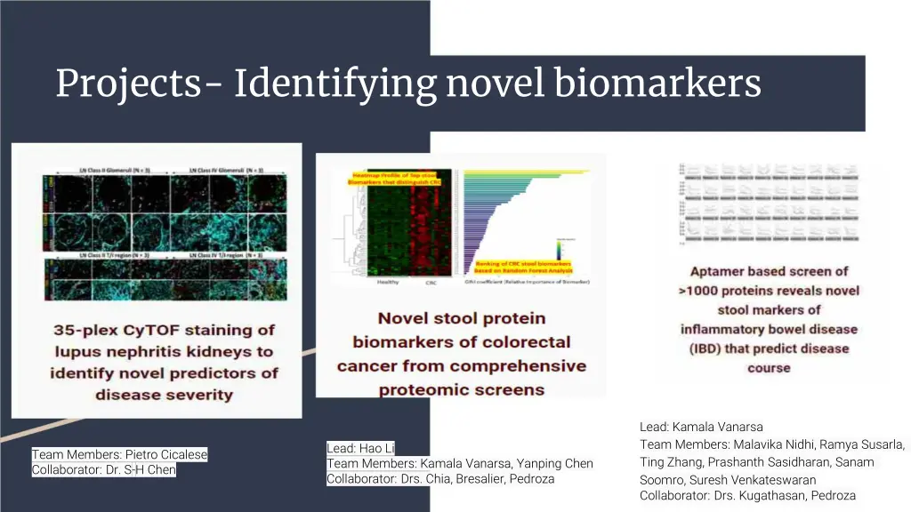 projects identifying novel biomarkers