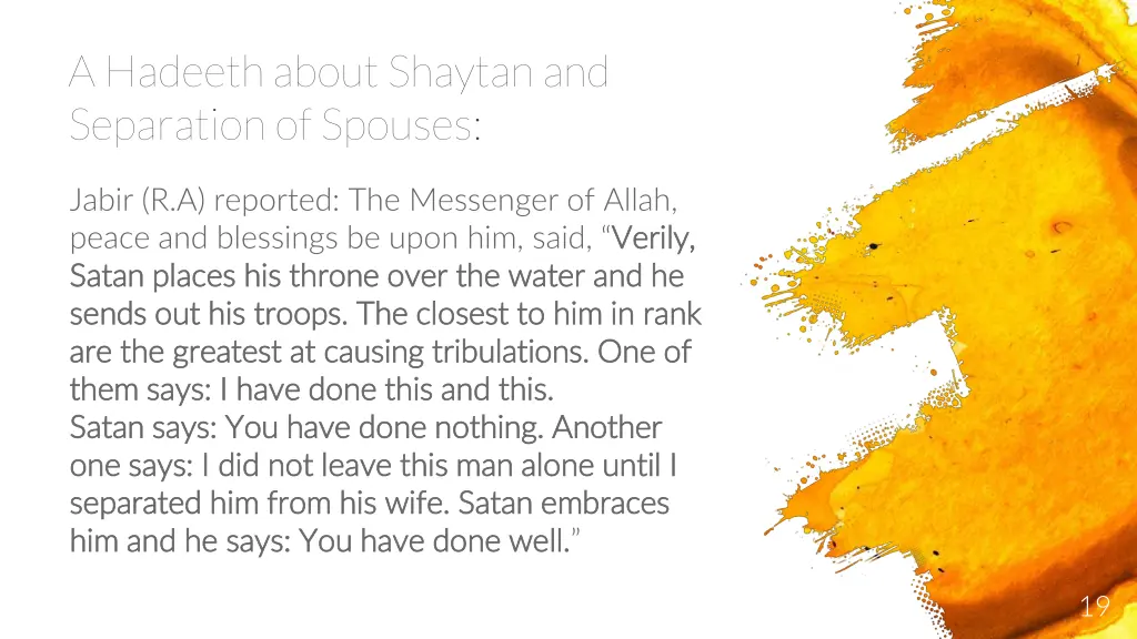 a hadeethabout shaytanand separation of spouses