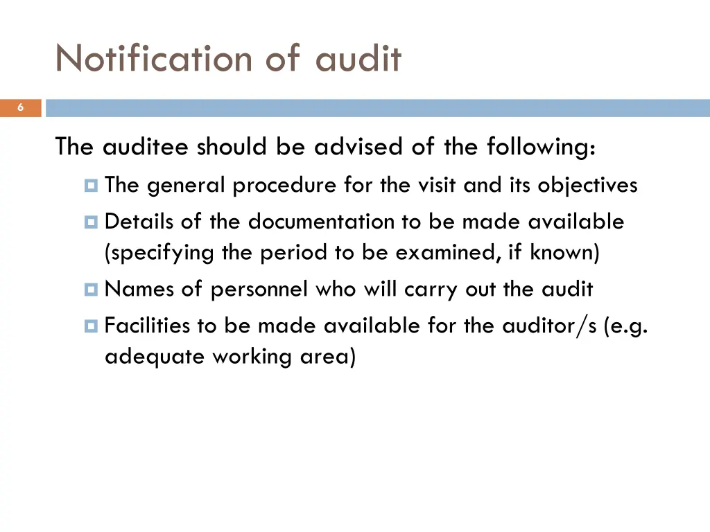 notification of audit