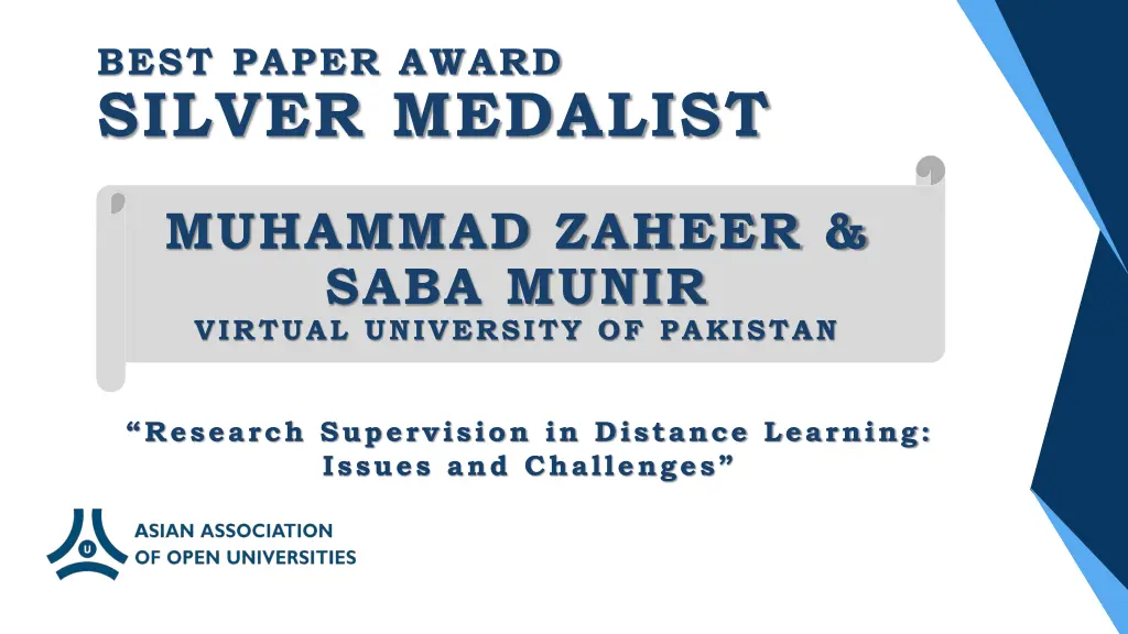 best paper award silver medalist