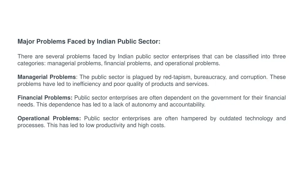 major problems faced by indian public sector