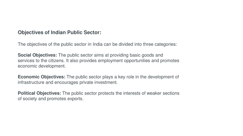 objectives of indian public sector