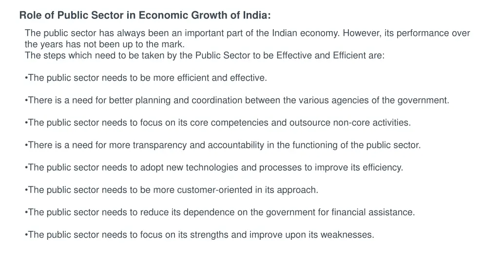 role of public sector in economic growth of india