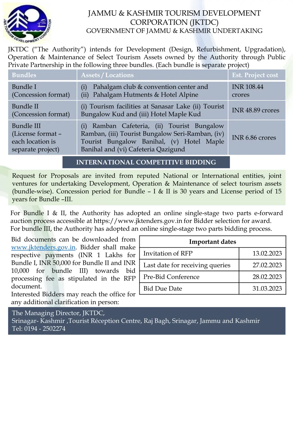 jammu kashmir tourism development corporation