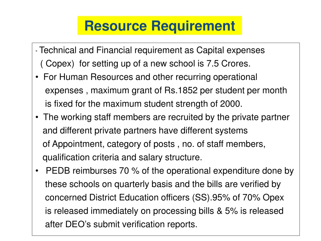 resource requirement