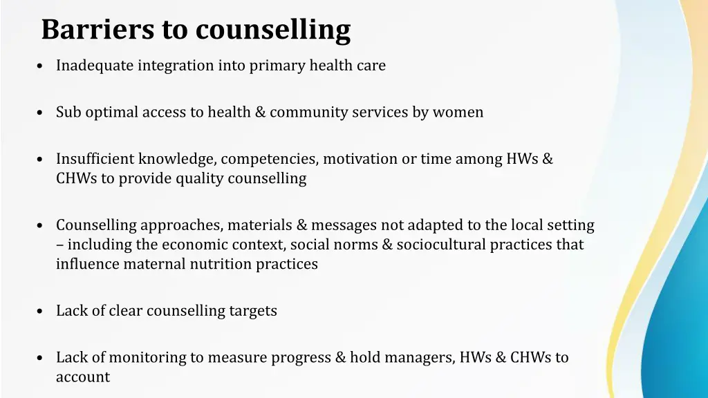 barriers to counselling