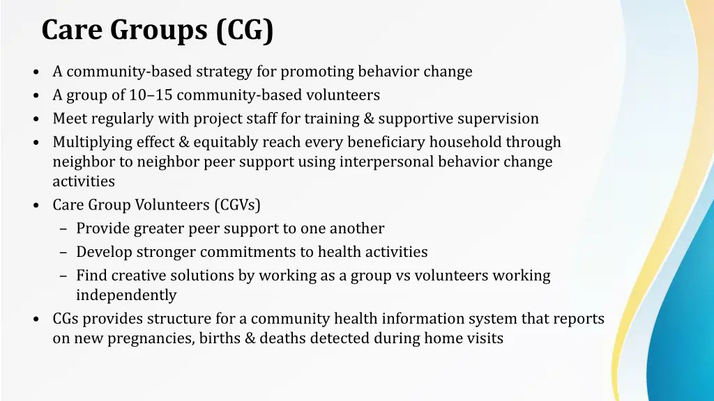 care groups cg