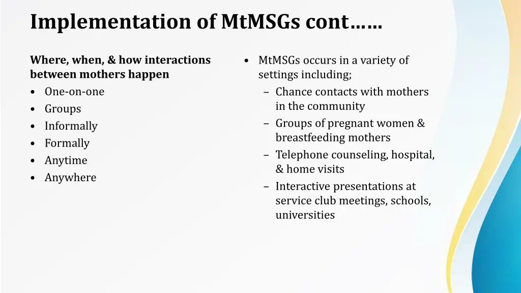 implementation of mtmsgs cont 1