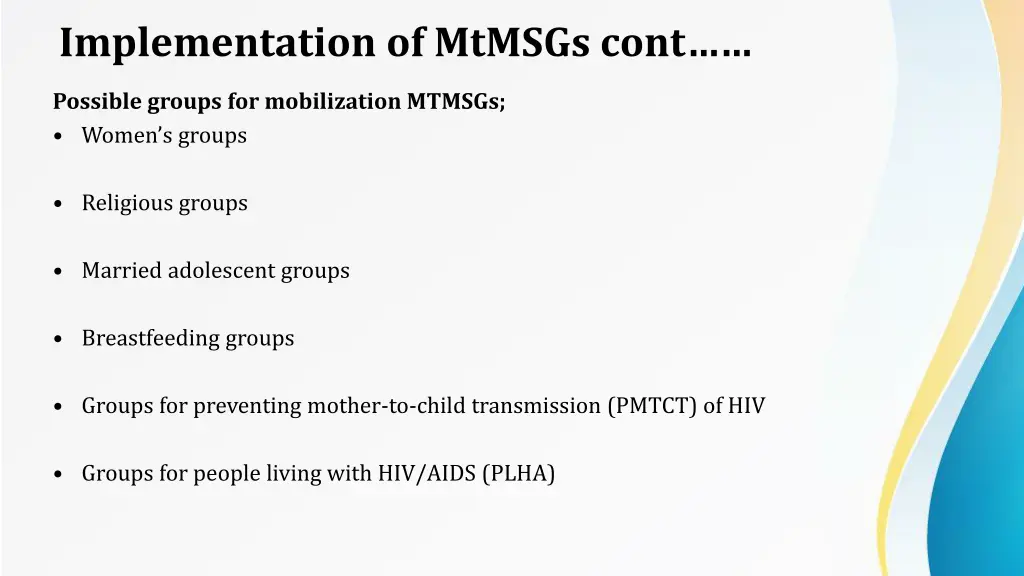 implementation of mtmsgs cont