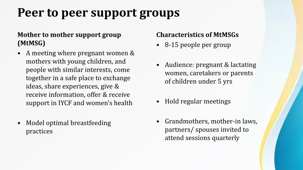 peer to peer support groups