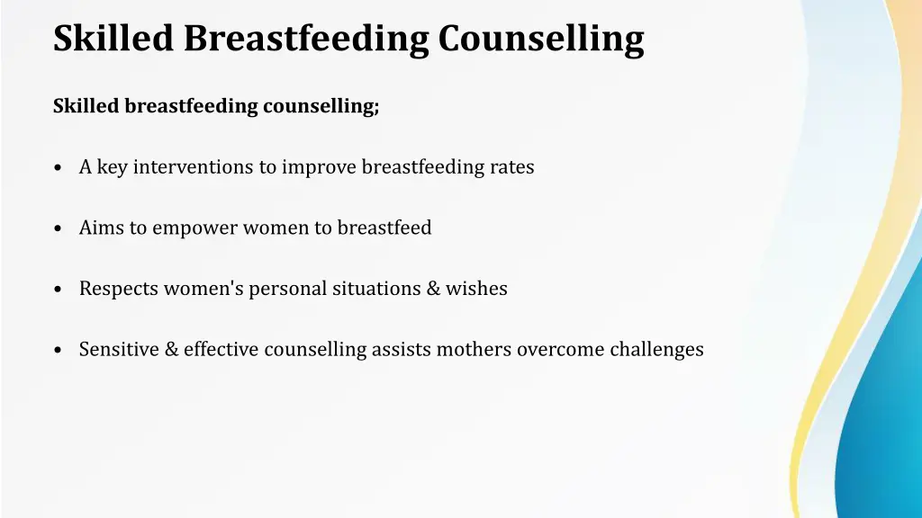 skilled breastfeeding counselling