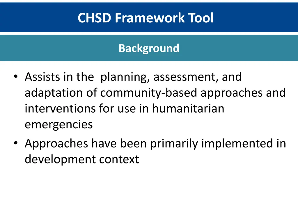 chsd framework tool 1