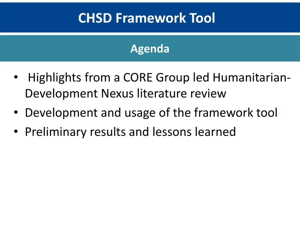 chsd framework tool