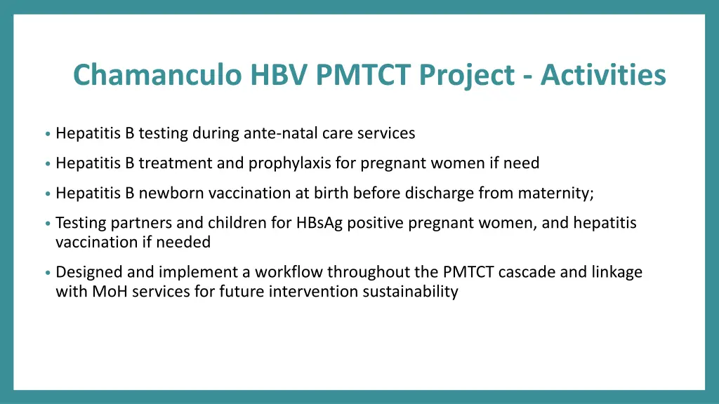 chamanculo hbv pmtct project activities