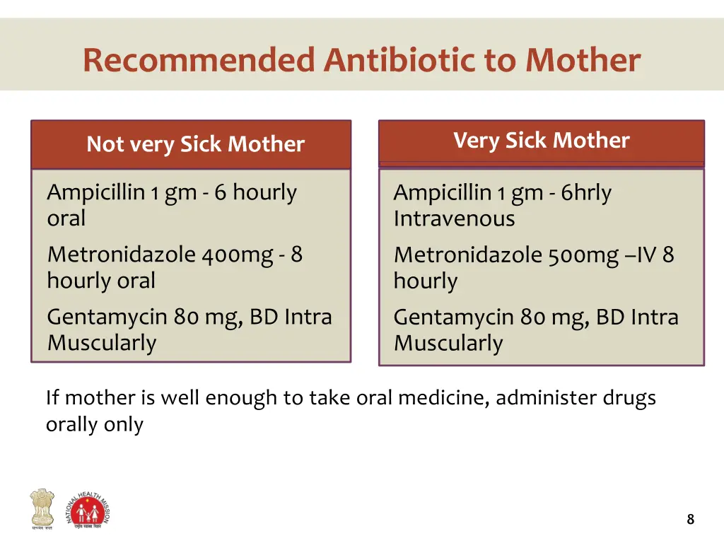 recommended antibiotic to mother