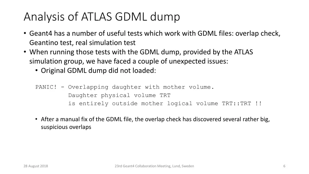 analysis of atlas gdml dump