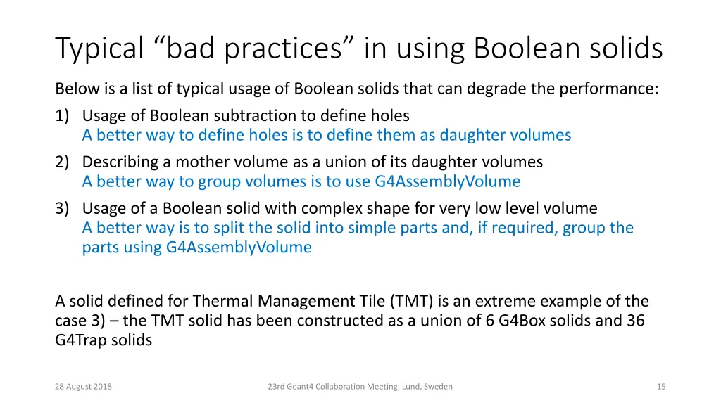 typical bad practices in using boolean solids