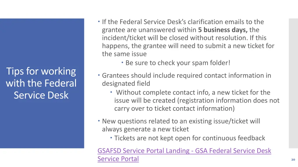 if the federal service desk s clarification