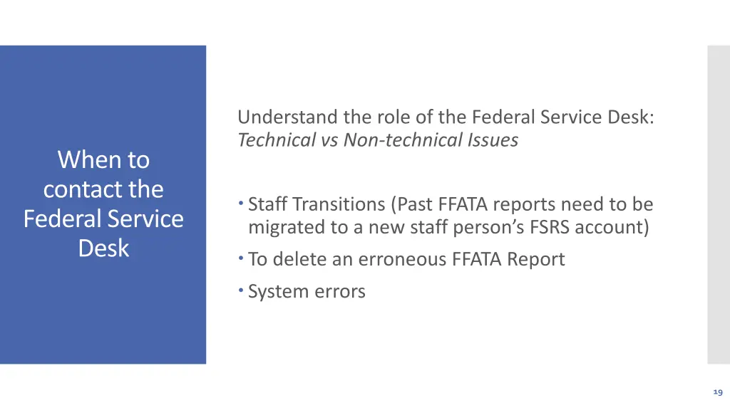 understand the role of the federal service desk