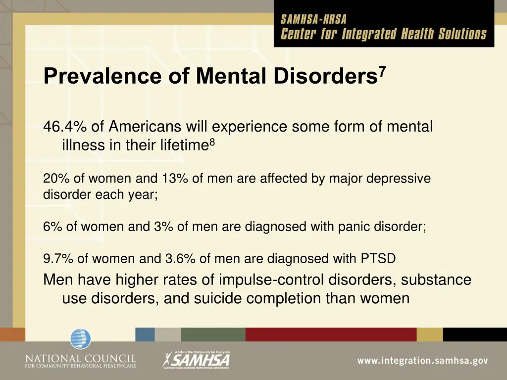 prevalence of mental disorders 7