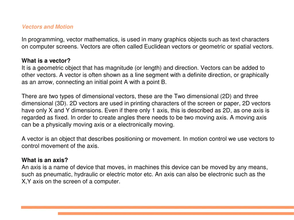 vectors and motion