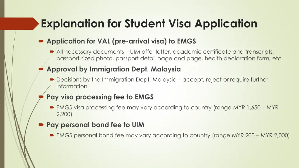 explanation for student visa application