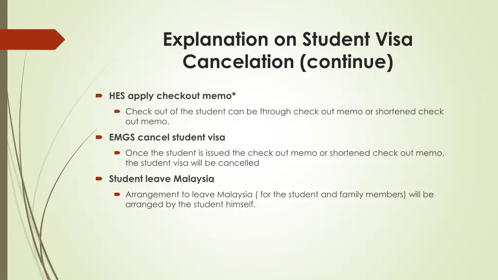 explanation on student visa cancelation continue