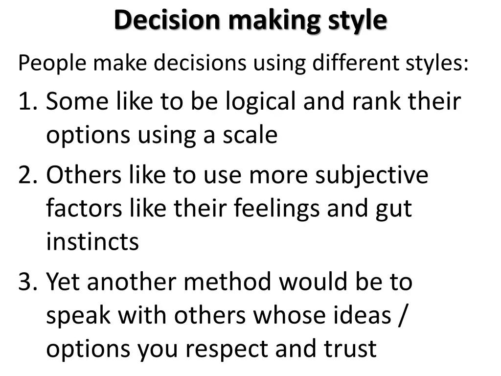 decision making style