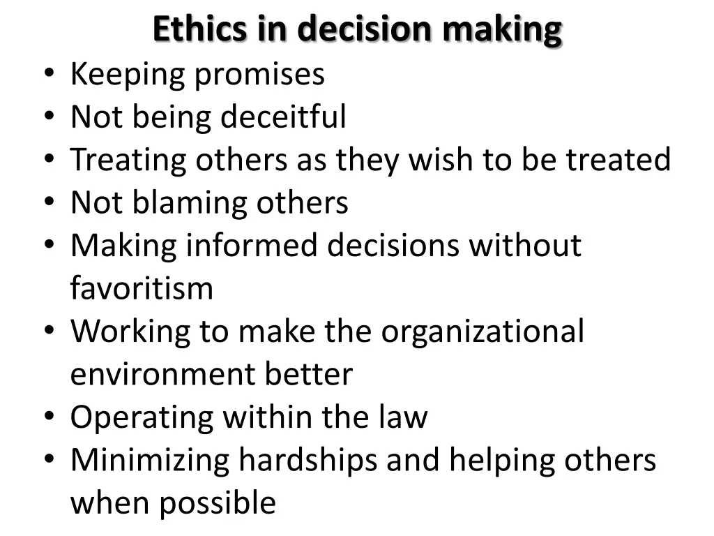 ethics in decision making keeping promises